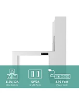 Space-Saving L-Shaped Desk with Ample Workspace, Built-In Charging Station