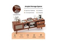Slickblue Bamboo Tv Stand for Tv up to 65 Inch-Brown