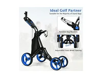 Slickblue 4 Wheel Golf Push Pull Cart with Foot Brake