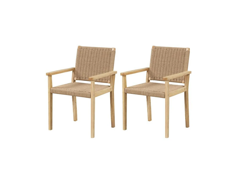 Slickblue Indoor Outdoor Wood Chair Set of 2-Natural