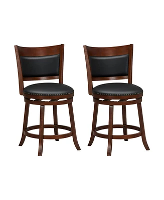 Slickblue Swivel Bar Stools Set of 2 with 20 Inch Wider Cushioned Seat-Brown