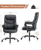 Streamdale Furniture Home Office Chair Ergonomic Pu Leather Desk Chair With Armrests