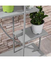 Streamdale Furniture Set of Tall 10-Shelf Metal Plant Stands with Hooks for Indoor & Outdoor Use