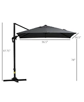 Streamdale Furniture Massive 8x8 Cantilever Umbrella with 360° Rotation, Tilt, Crank, and Uv Protection