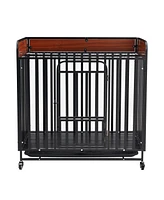 Streamdale Furniture Premium Steel and Wood Pet Cage Durable, Ventilated, and Spacious