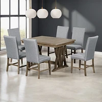 Mid-Century Solid Wood 7-Piece Dining Table Set Extendable Kitchen Table Set