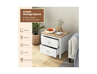Slickblue 2-Drawer Nightstand with Rubber Wood Legs