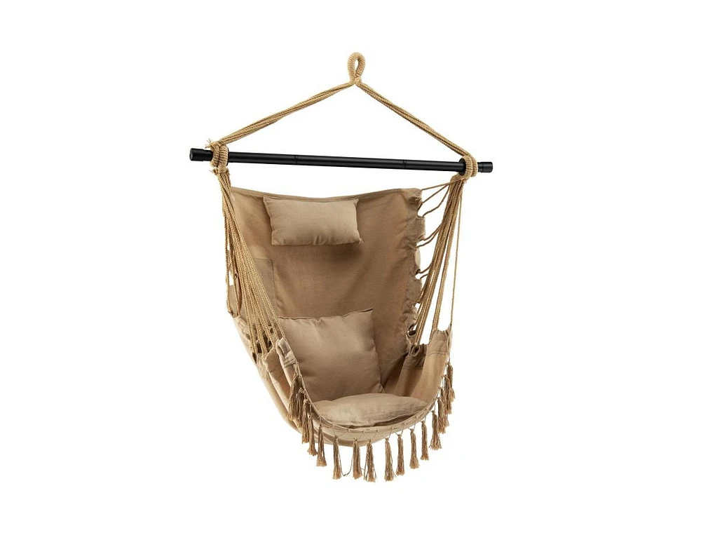 Slickblue Hanging Rope Swing Chair with Soft Pillow and Cushions