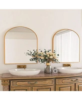 Homlux Arched Wall Mounted Mirror 26"x38" in Gold