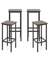Slickblue Set of 4 Bar Stool Set 26" Bar Chair with Metal Legs and Footrest