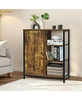 Sugift Multipurpose Freestanding Storage Cabinet with 3 Open Shelves and Doors