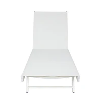 White Mesh Chaise Lounge for Outdoor Relaxation and Sunbathing