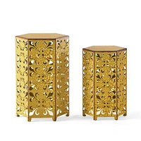 Vintage-Inspired Fleur-de-Lis Nesting Tables for Indoor/Outdoor Elegance