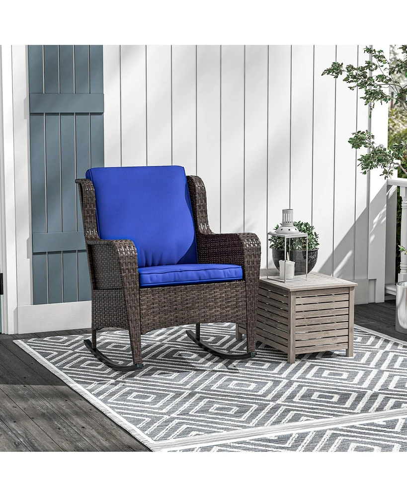 Simplie Fun Comfy & Classy Rattan Rocking Chair for Outdoor Relaxation