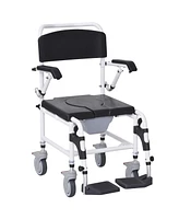 Homcom Shower Commode Wheelchair with 4 Wheels