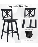 Set of 2 360-Degree Swivel Bar Stools for Home Restaurant