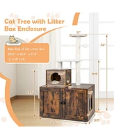 Cat Tree with Litter Box Enclosure with Cat Condo
