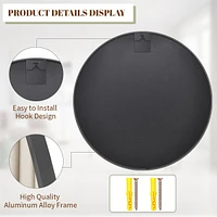 Homlux Round Wall Mounted Mirror 20"x20" in Black