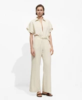 Mango Women's Belt Long Jumpsuit