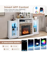 Fireplace Tv Stand with Led Lights & Electric For 65" Wall-Mounted
