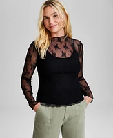 And Now This Women's Floral-Lace Mock-Neck Top, Created for Macy's