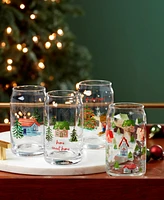 Cambridge 16 Oz Oh What Fun Beer Can Cocktail Glasses. Set of 4