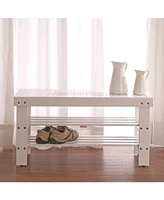 Simplie Fun Pina Quality Solid Wood Shoe Bench, White Finish