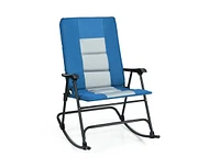 Slickblue Foldable Rocking Padded Portable Camping Chair with Backrest and Armrest