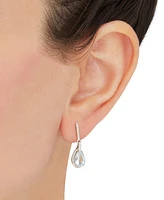 Aquamarine (1-1/3 ct. t.w.) & Diamond (1/5 ct. t.w.) Teardrop Halo Drop Earrings in 14k White Gold