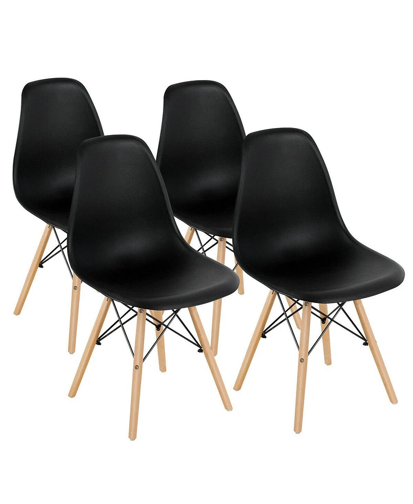 Slickblue 4 Pieces Modern Armless Dining Chair Set with Wood Legs