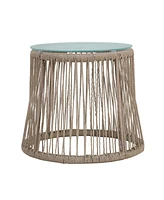 Simplie Fun Bohemian Coastal Iron Frame & Rope Accent End Table