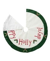 Glitzhome 48 D Christmas Felt Dimensional Holly Leaves Tree Skirt