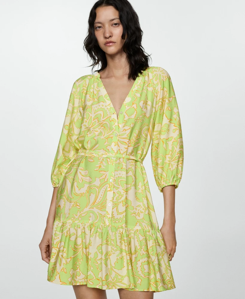Mango Women's Printed Bow Dress