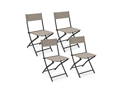 Slickblue Patio Folding Chairs Set of 4 Lightweight Camping Chairs with Breathable Seat