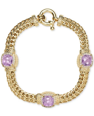 Amethyst (4-1/2 ct. t.w.) & White Topaz (7/8 Woven Link Bracelet 14k Gold-Plated Sterling Silver (Also Sky Blue Topaz)