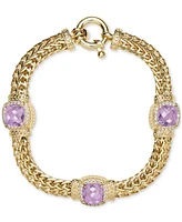 Amethyst (4-1/2 ct. t.w.) & White Topaz (7/8 Woven Link Bracelet 14k Gold-Plated Sterling Silver (Also Sky Blue Topaz)