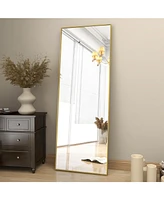 Homlux Gold 64"x21" Full-Length Rectangle Nano Glass Mirror, Standing or Wall-Mounted