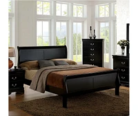 Queen Size Bed Louis Philippe Solid Wood 1 Piece Bed Bedroom Sleigh Bed