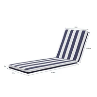 75" Blue & White Stripe Chaise Lounge Cushion with Removable Cover
