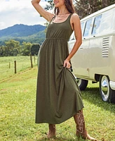 Cupshe Women's Olive U-Neck Sleeveless Maxi Beach Dress