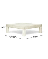 Rustic Acacia Wood Coffee Table with Slat Panel Design