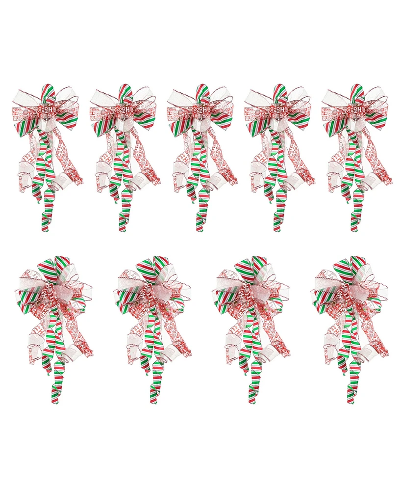 Glitzhome Set of 9 32 H Christmas Whimsical Red Green ribbon bow decor