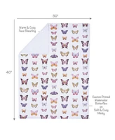 Lambs & Ivy Butterfly Dreams Ultra-Soft Fleece/Faux Shearling Baby Blanket