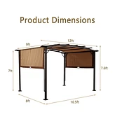 Mondawe 12 x 9 ft Outdoor Pergola Patio Gazebo Steel Frame Grape Gazebo with Retractable Shade Canopy