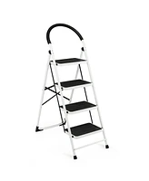 Slickblue 4-Step Folding Ladder with Anti-Slip Pedal Platform 330Lbs Capacity