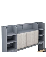 Streamdale Furniture Full Size Bed Frame with Storage, Grey