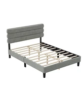 Simplie Fun Sturdy Queen Bed Frame with Headboard & Wooden Slats