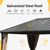 10'X12' Steel Roof Gazebo with Netting, Curtains