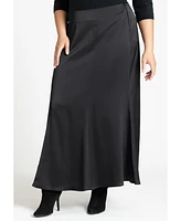 Eloquii Women's Maxi Satin Skirt