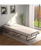 Slickblue Portable Folding Bed with Memory Foam Mattress and Sturdy Metal Frame Made Italy